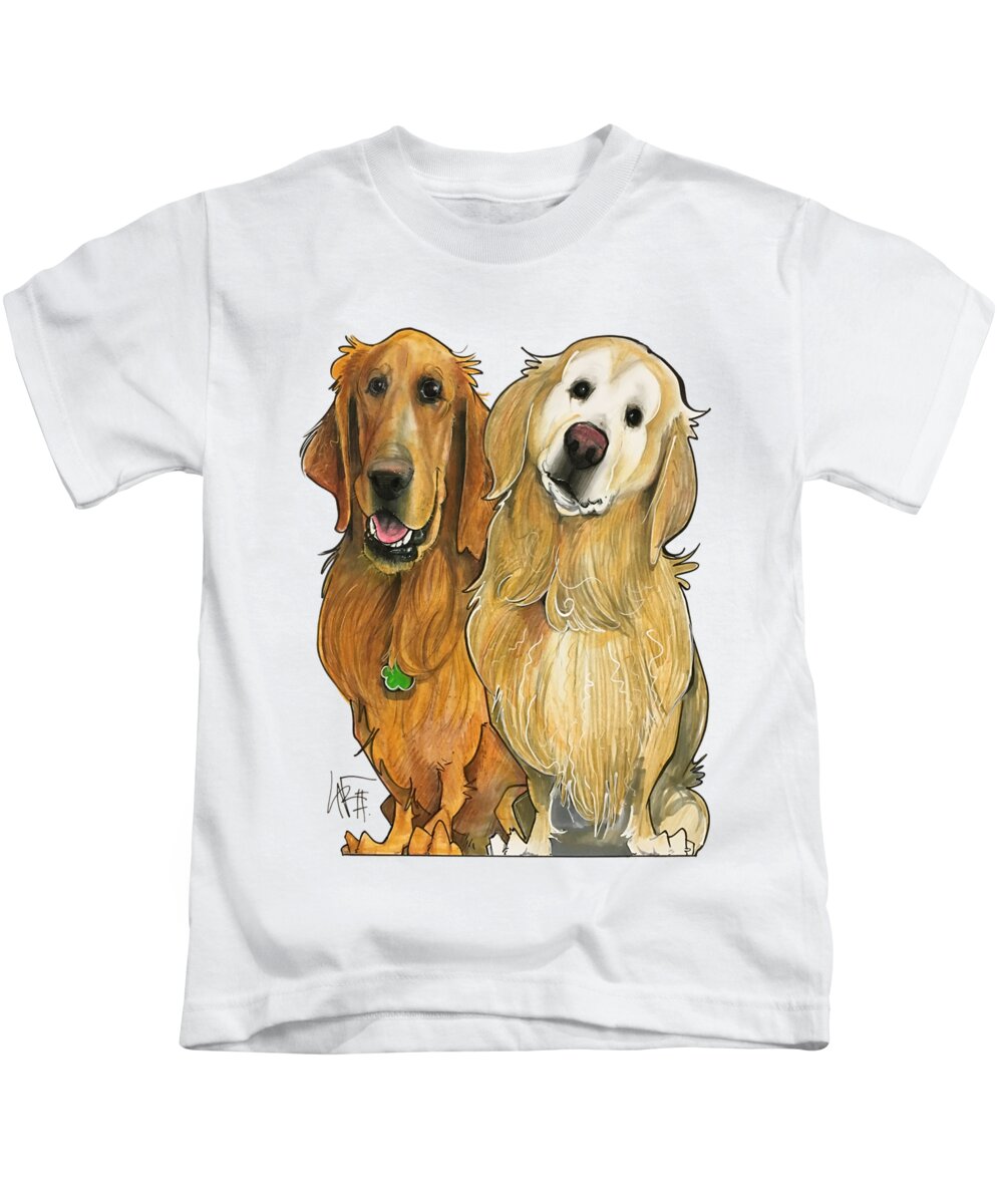 Pet Portrait Kids T-Shirt featuring the drawing Haberland 7-1317 by Canine Caricatures By John LaFree