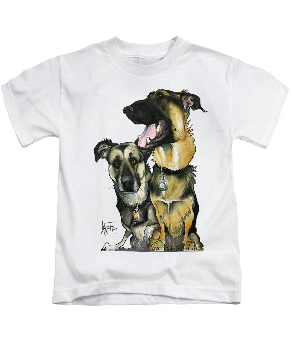 Pet Portrait Kids T-Shirt featuring the drawing Hart 3306 by John LaFree