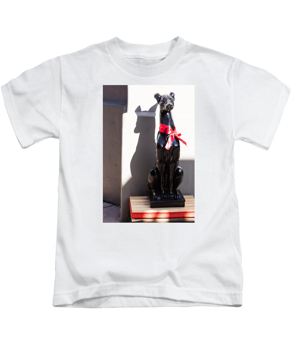 Statue Kids T-Shirt featuring the photograph He Wore a Red Bow by Lora Lee Chapman