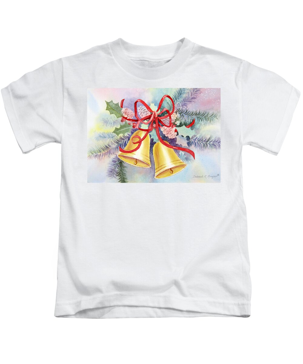 Christmas Bells Kids T-Shirt featuring the painting Hear Them Ring by Deborah Ronglien