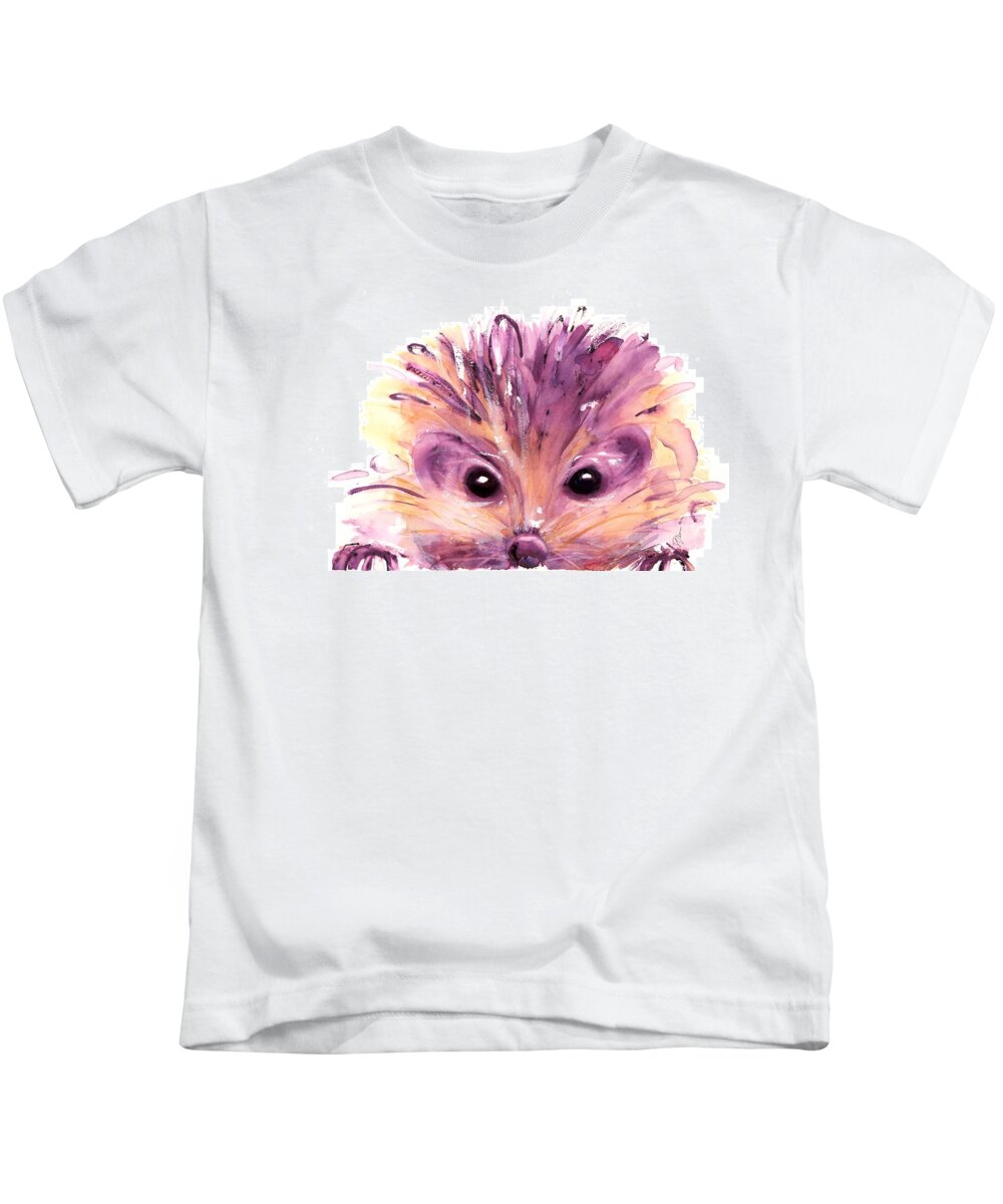 Hedgehog Kids T-Shirt featuring the painting Hedgehog by Dawn Derman