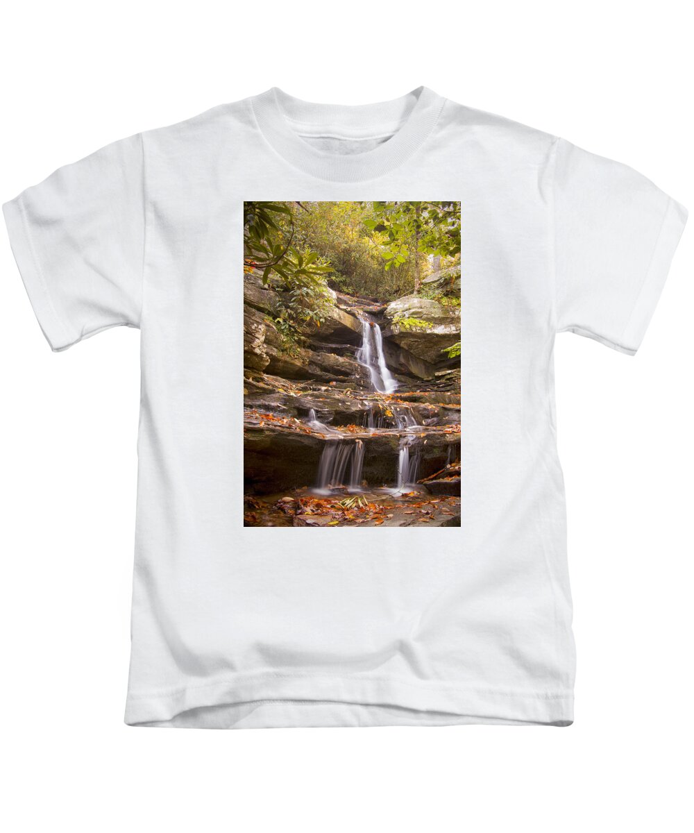 Hidden Falls Kids T-Shirt featuring the photograph Hidden Falls of Danbury, NC by Bob Decker