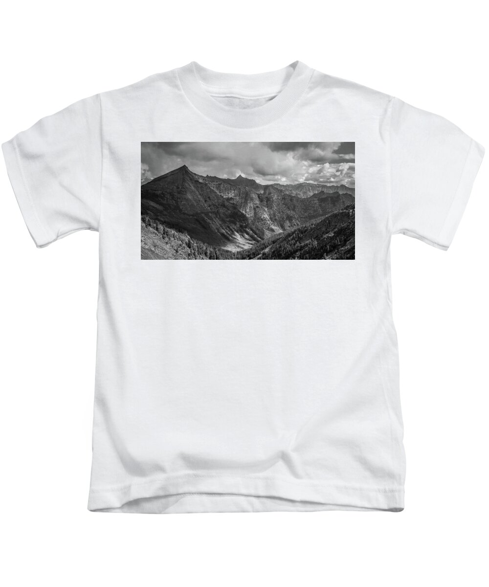 Black And White Kids T-Shirt featuring the photograph High Country Valley by Jason Brooks