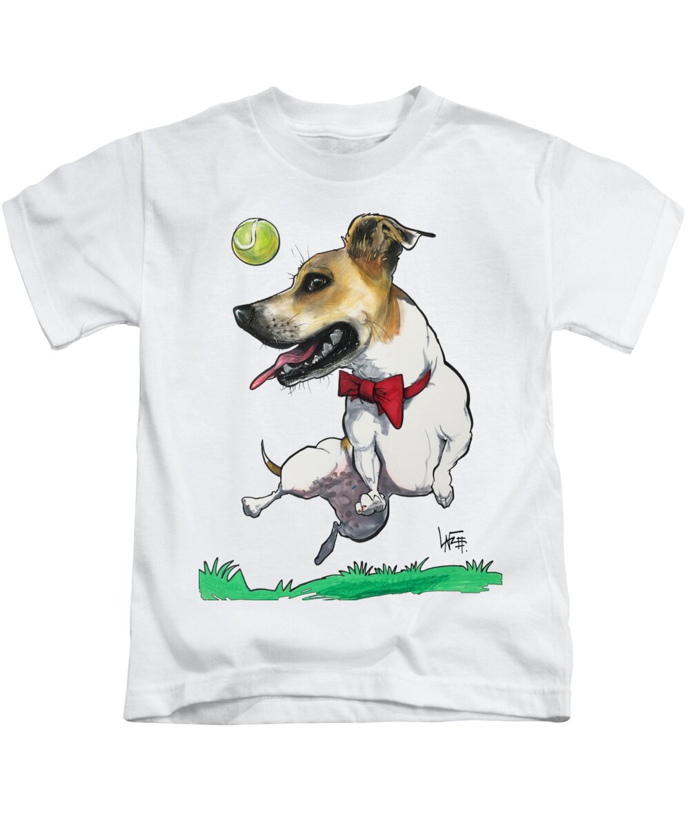 Terrier Kids T-Shirt featuring the drawing Hodges 3758 by Canine Caricatures By John LaFree