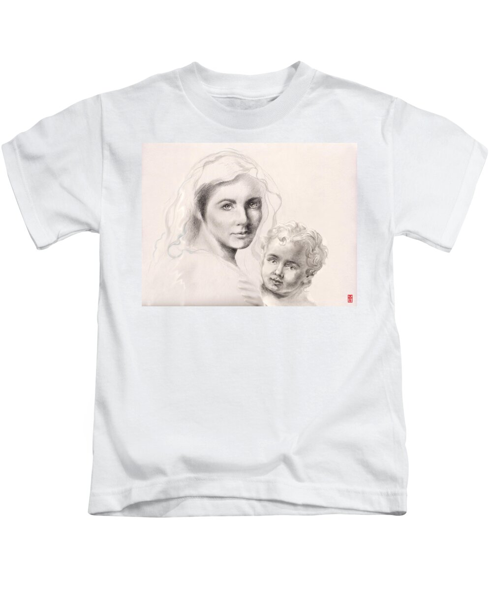 Christmas Kids T-Shirt featuring the painting Holy Mary and Christ Child by Scott Kirkman