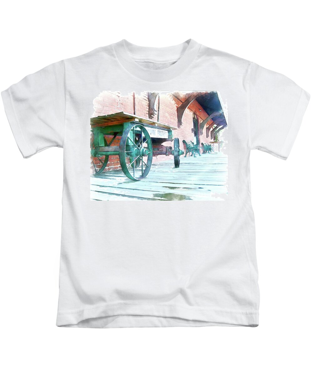 Train Station Kids T-Shirt featuring the digital art Homeward Bound by Leslie Montgomery