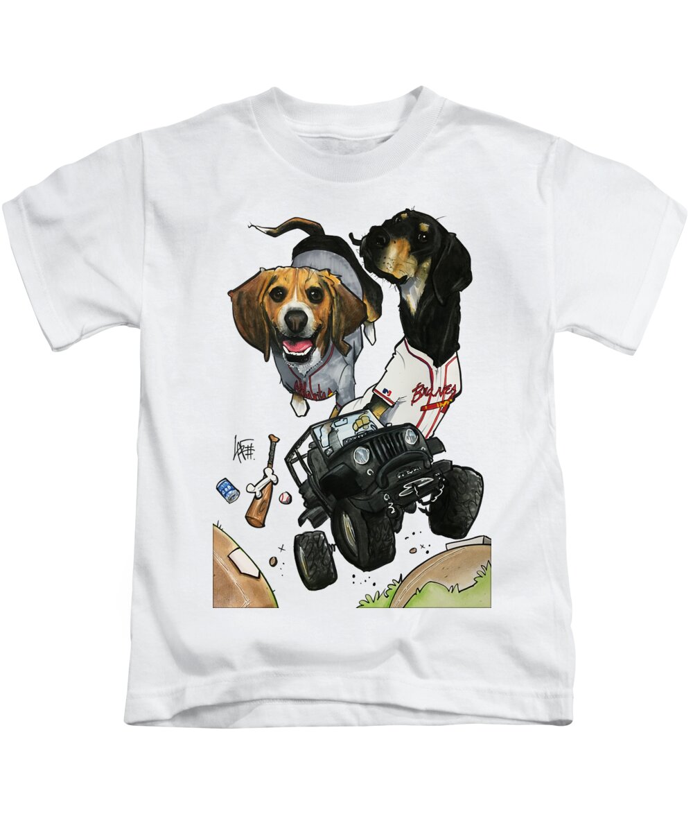 Pet Portrait Kids T-Shirt featuring the drawing Hoppe 3327 by Canine Caricatures By John LaFree