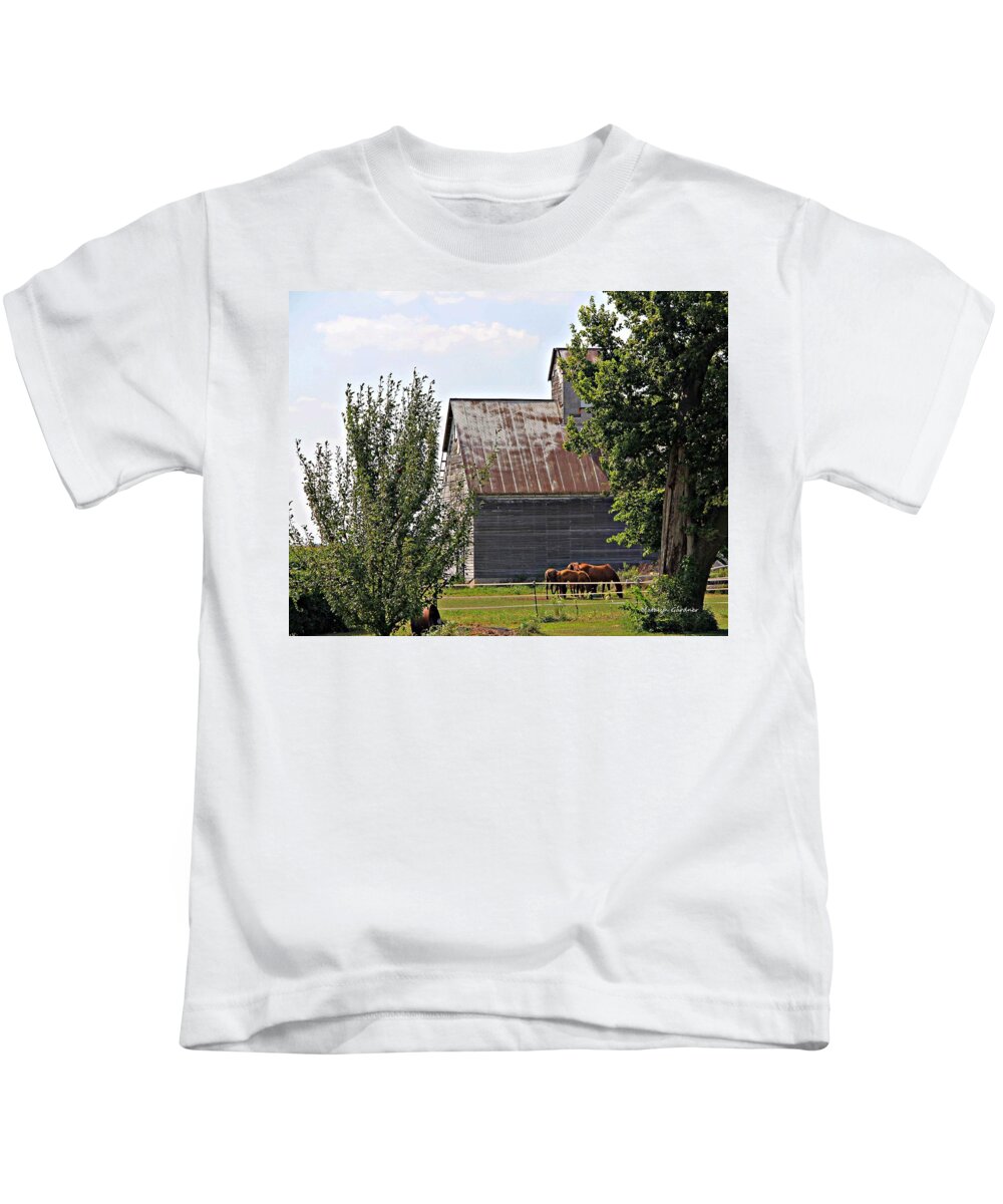 Barn Kids T-Shirt featuring the photograph Horse Haven by Matalyn Gardner