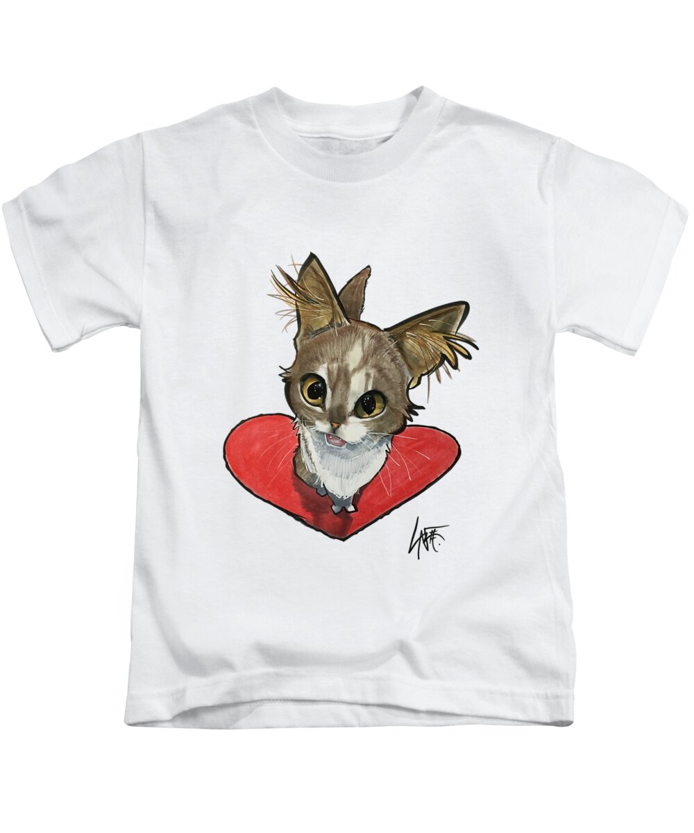 Cat Kids T-Shirt featuring the drawing Hull 3885 by Canine Caricatures By John LaFree
