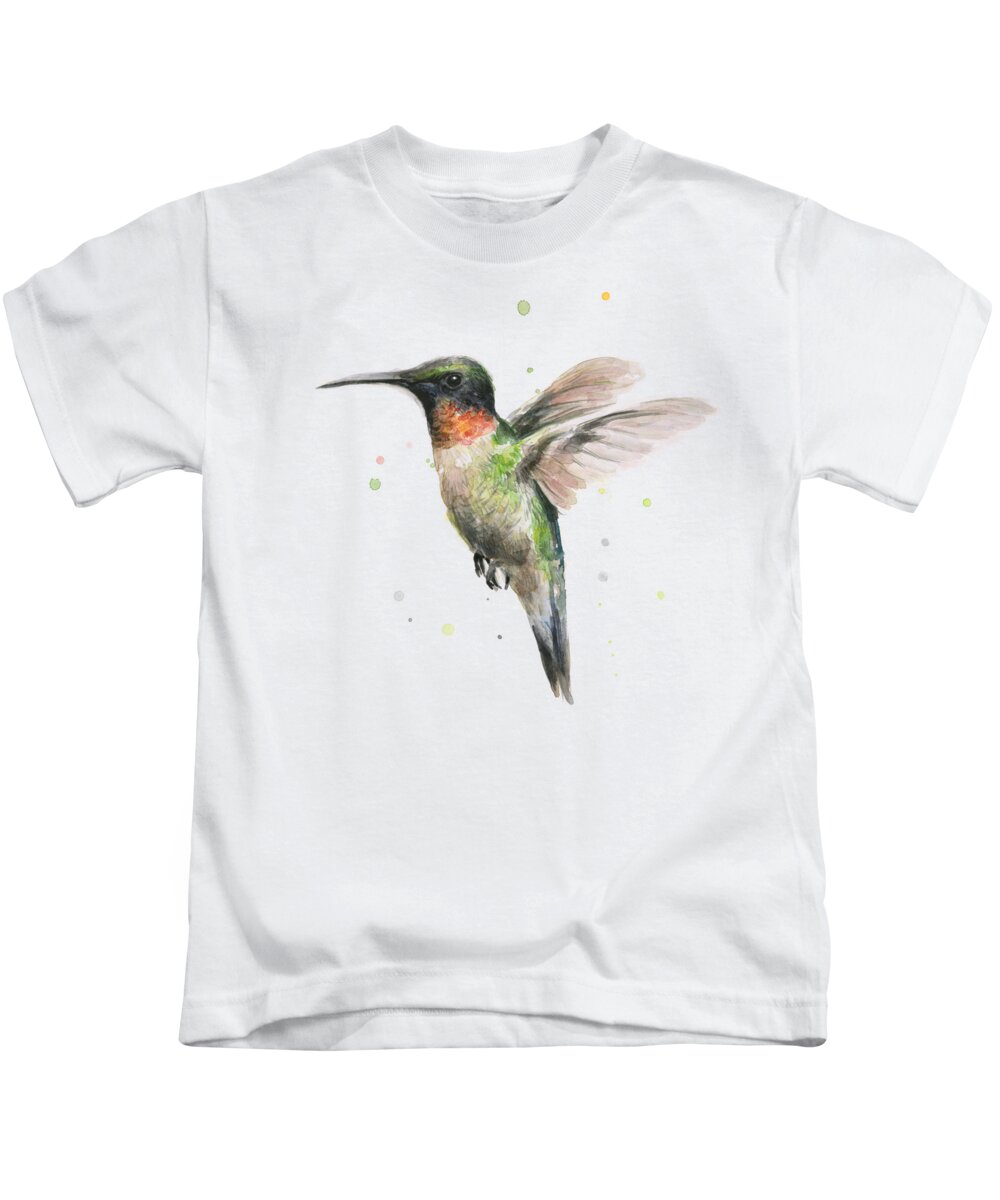 Animal Kids T-Shirt featuring the painting Hummingbird by Olga Shvartsur
