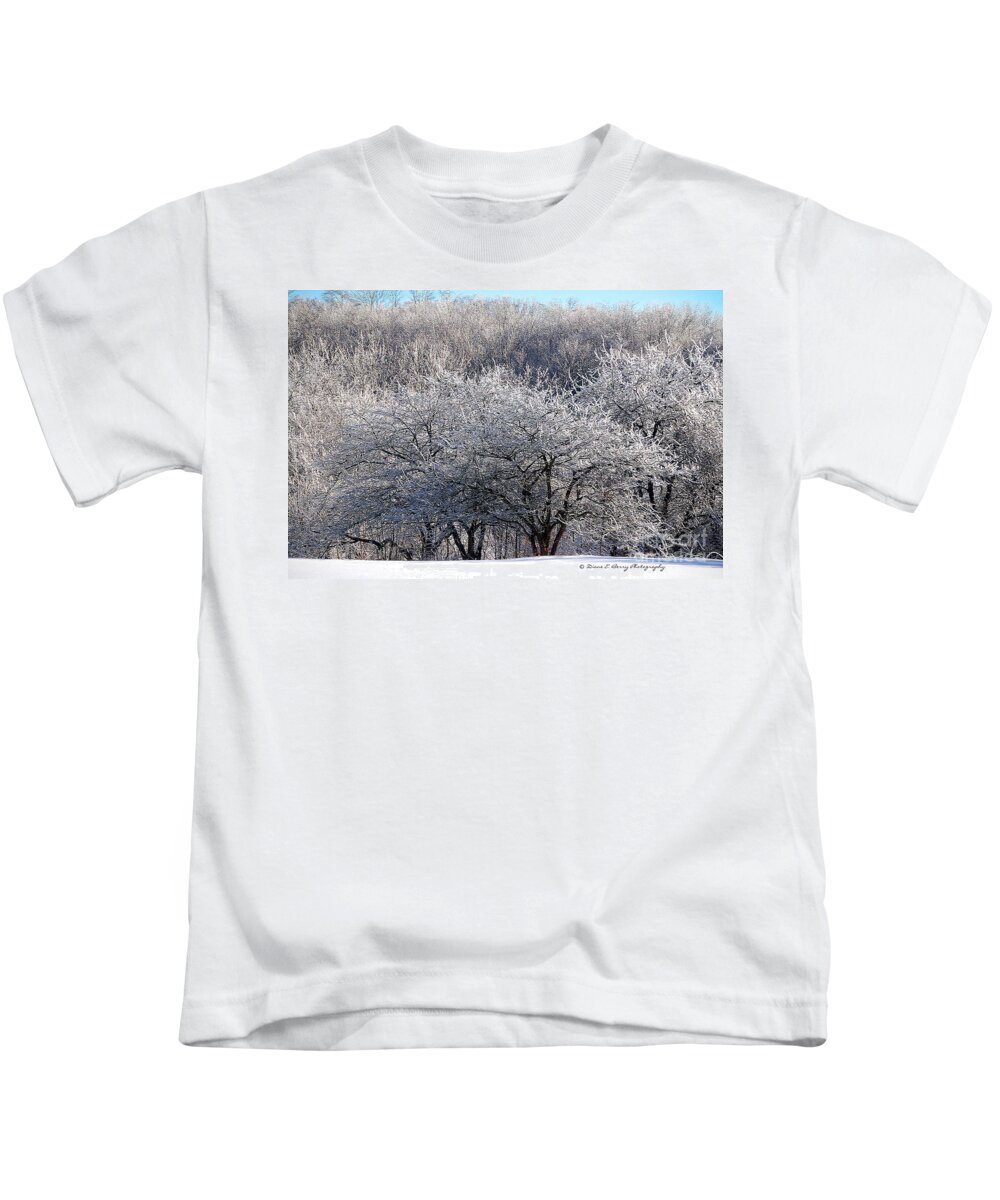 Diane Berry Kids T-Shirt featuring the photograph Ice Orchard by Diane E Berry