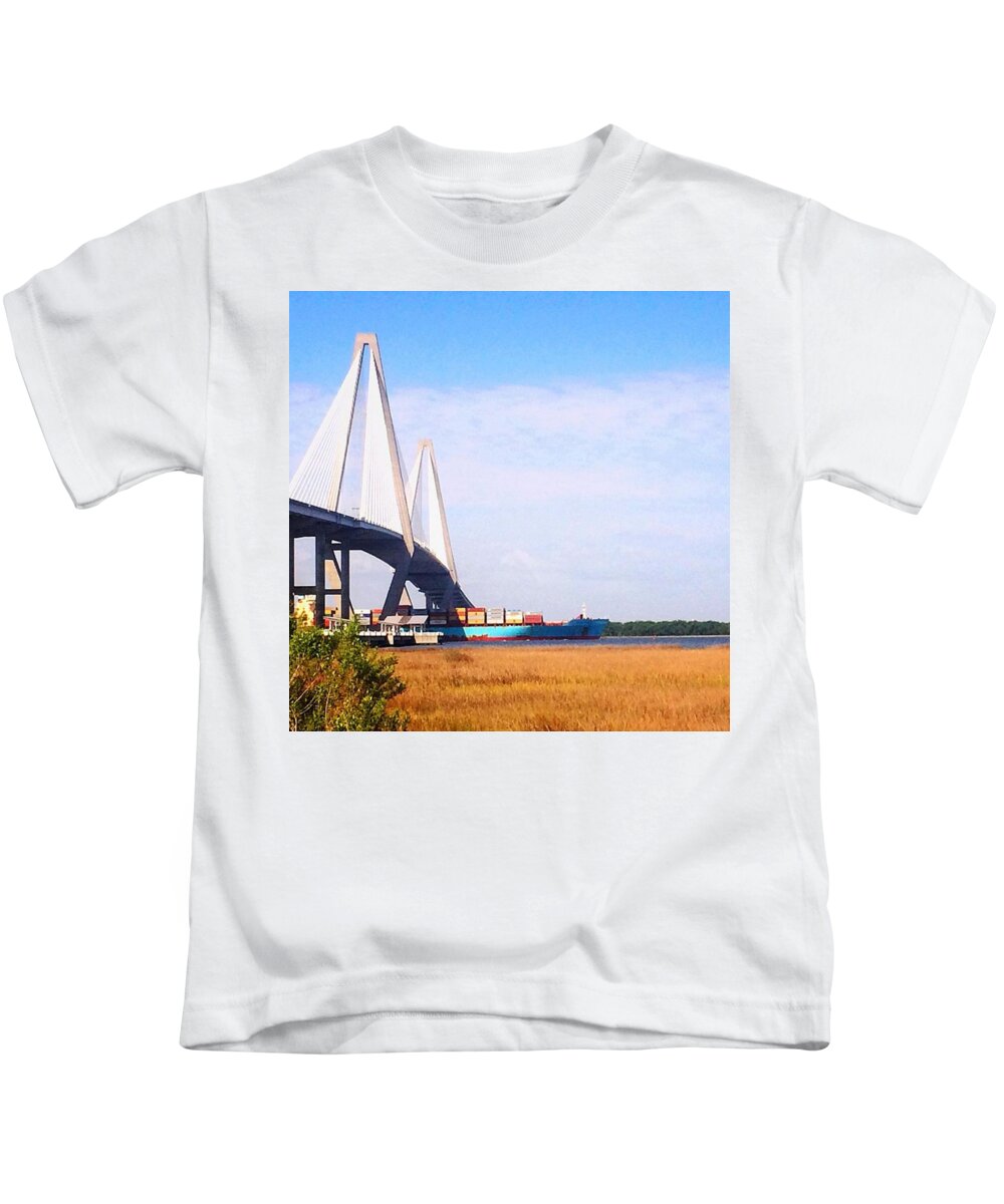 Lowcountry Kids T-Shirt featuring the photograph In Comes The Boat! ⚓️🌊 by Cassandra M Photographer
