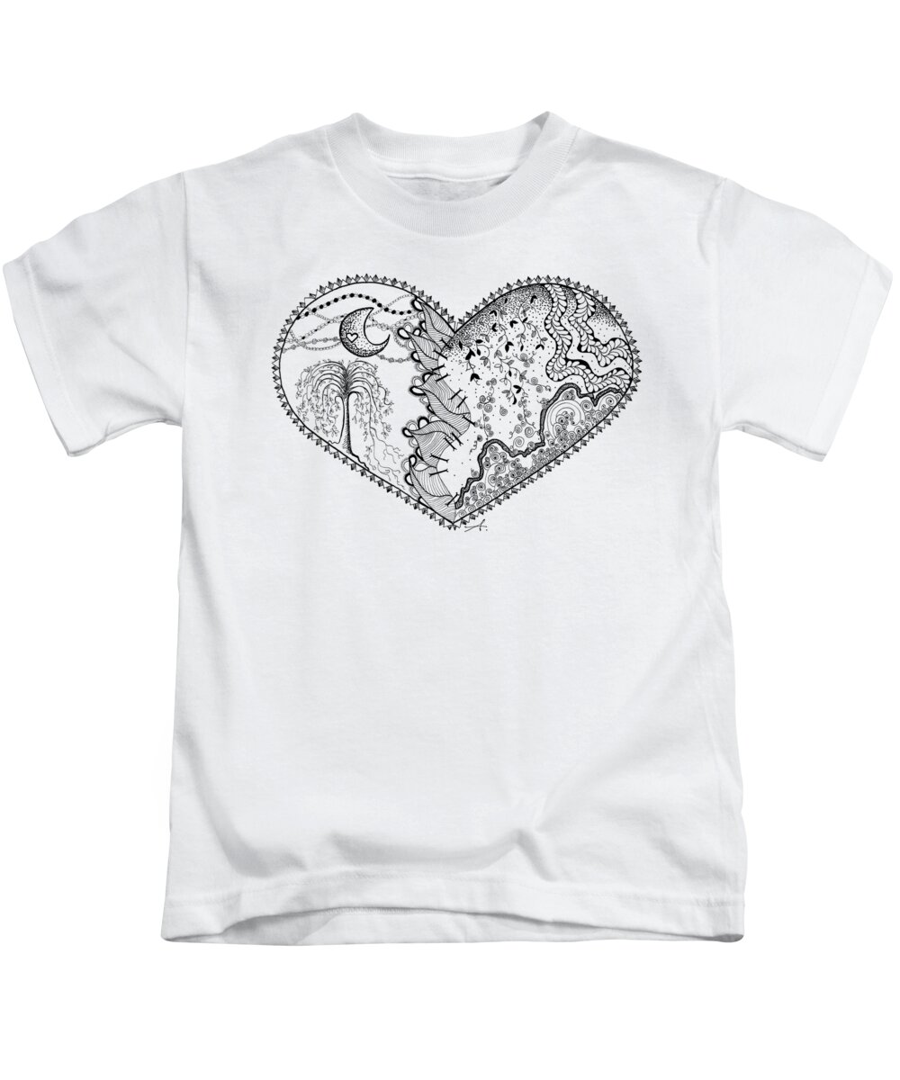 Broken Heart Kids T-Shirt featuring the drawing Repaired Heart by Ana V Ramirez