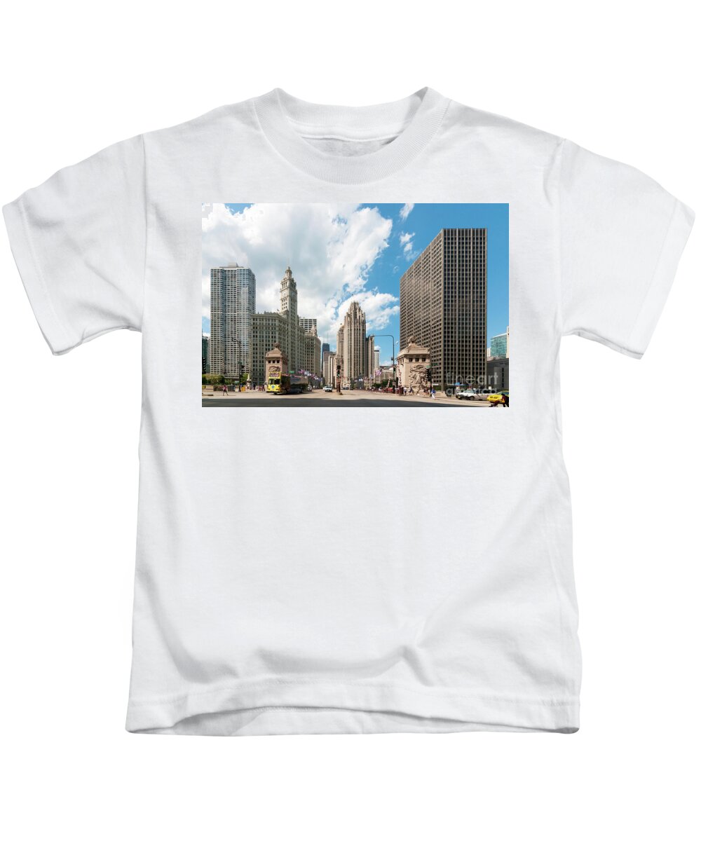 Chicago Kids T-Shirt featuring the photograph In the Middle of Wacker and Michigan by David Levin