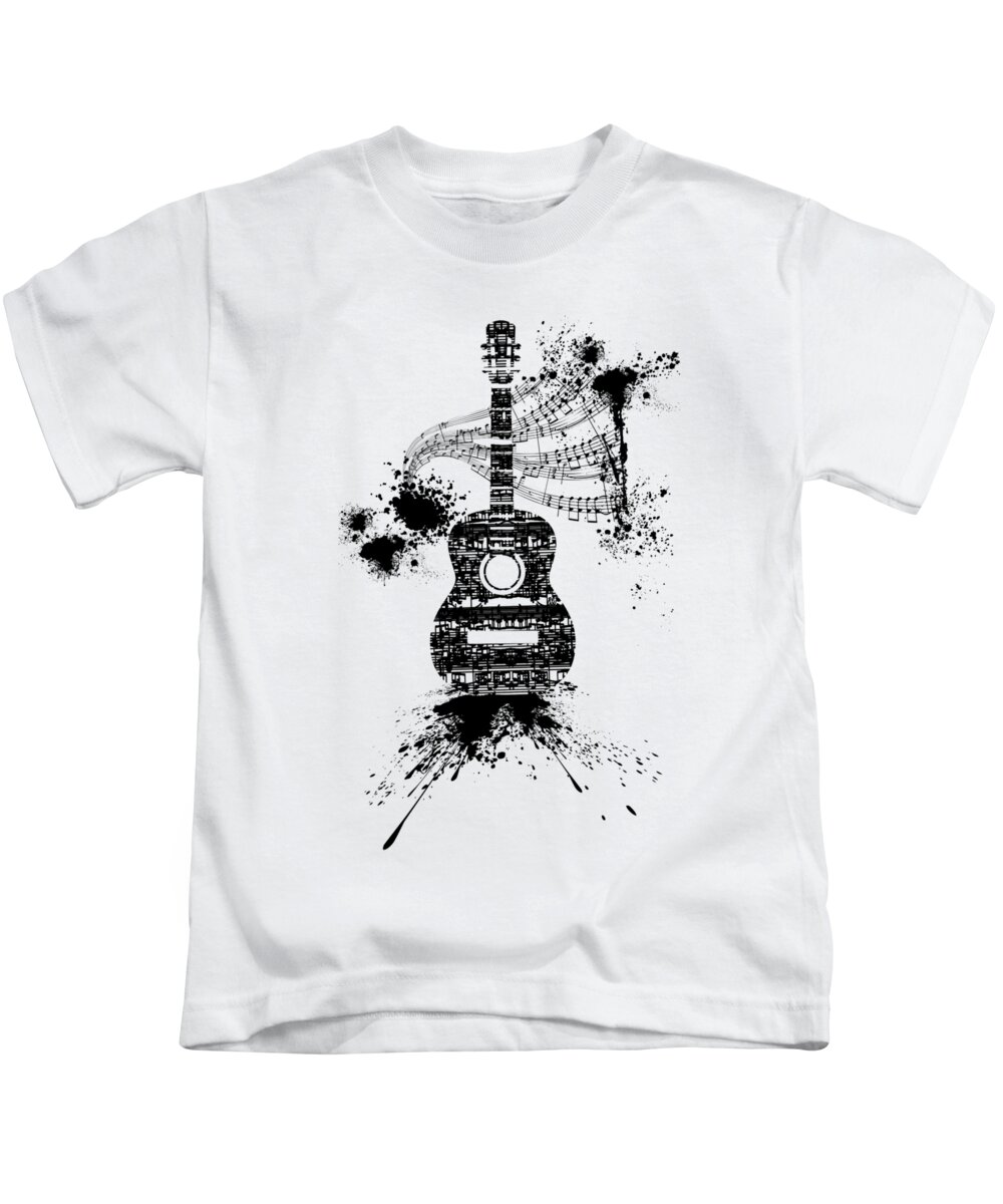 Ink Kids T-Shirt featuring the digital art Inked Guitar Transparent Background by Barbara St Jean