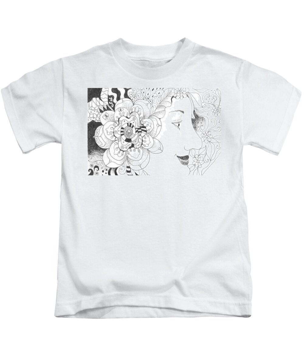 Life Kids T-Shirt featuring the drawing Innocence and Experience by Helena Tiainen