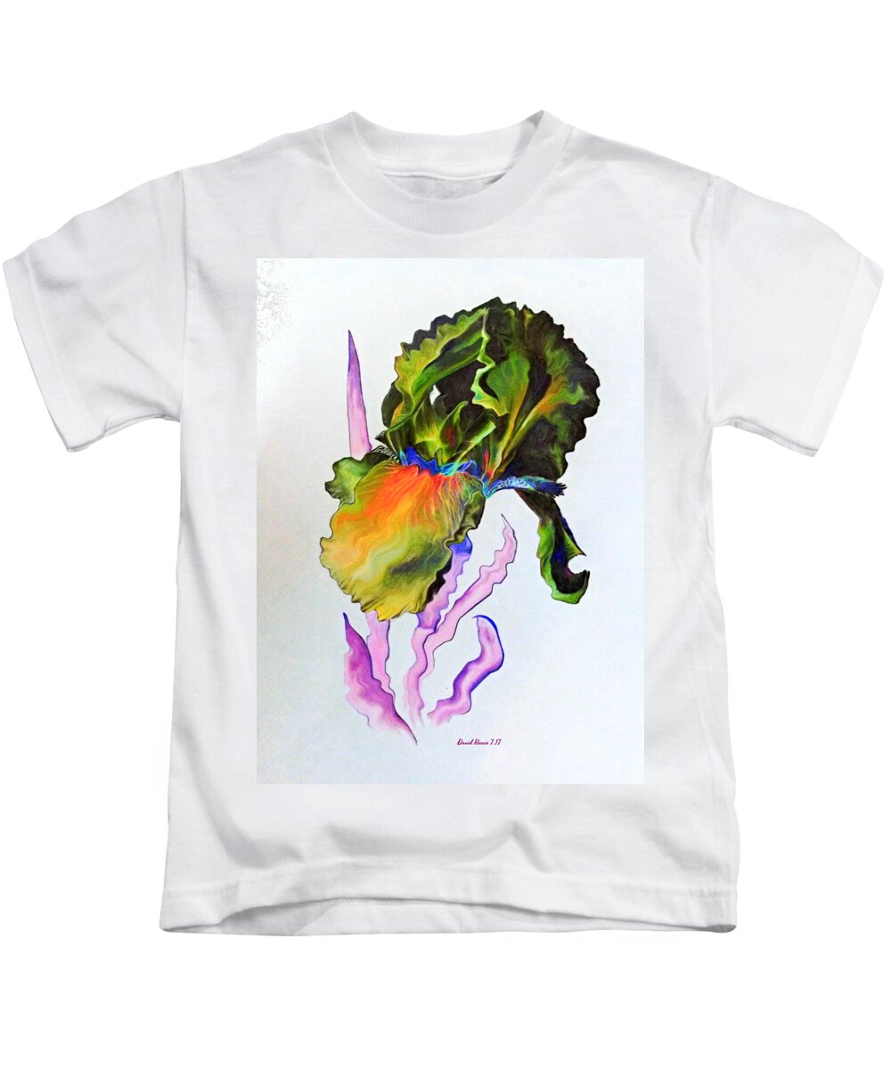 Iris Kids T-Shirt featuring the drawing Iris of a different color by David Neace