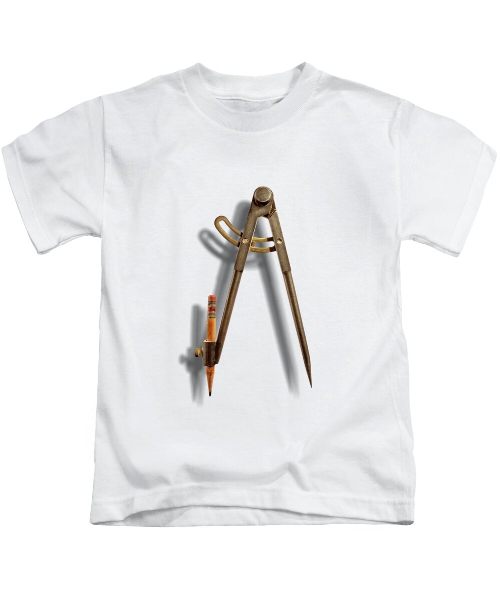 Compass Kids T-Shirt featuring the photograph Iron Compass Backside Floating on White by YoPedro
