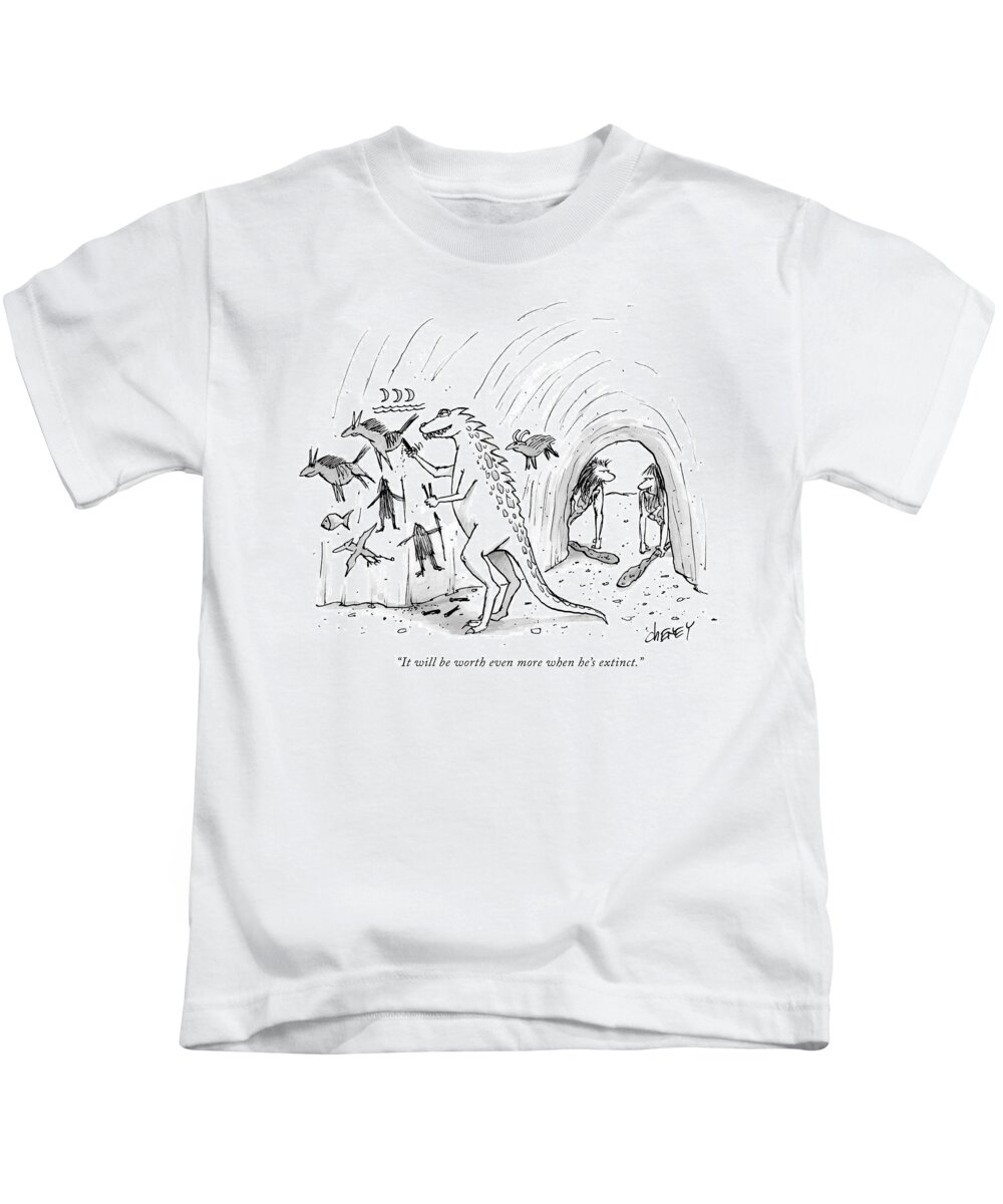 It Will Be Worth Even More When He's Extinct. Kids T-Shirt featuring the drawing It will be worth even more by Tom Cheney