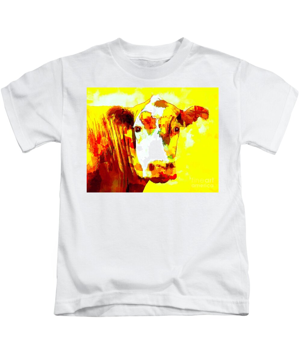 Cow Kids T-Shirt featuring the photograph Yellow Cow by Joyce Creswell