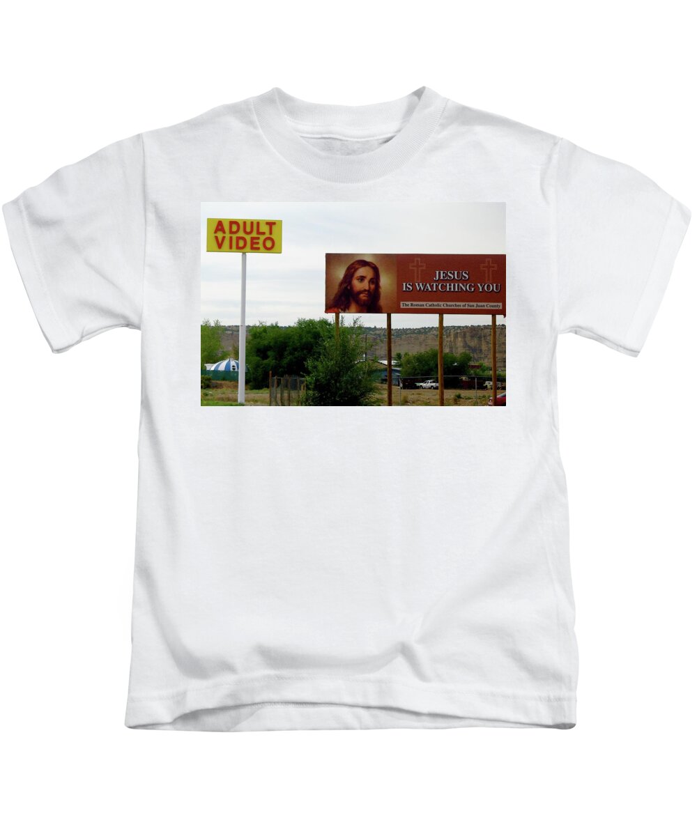 Jesus Kids T-Shirt featuring the photograph JESUS is Watching You by Gia Marie Houck
