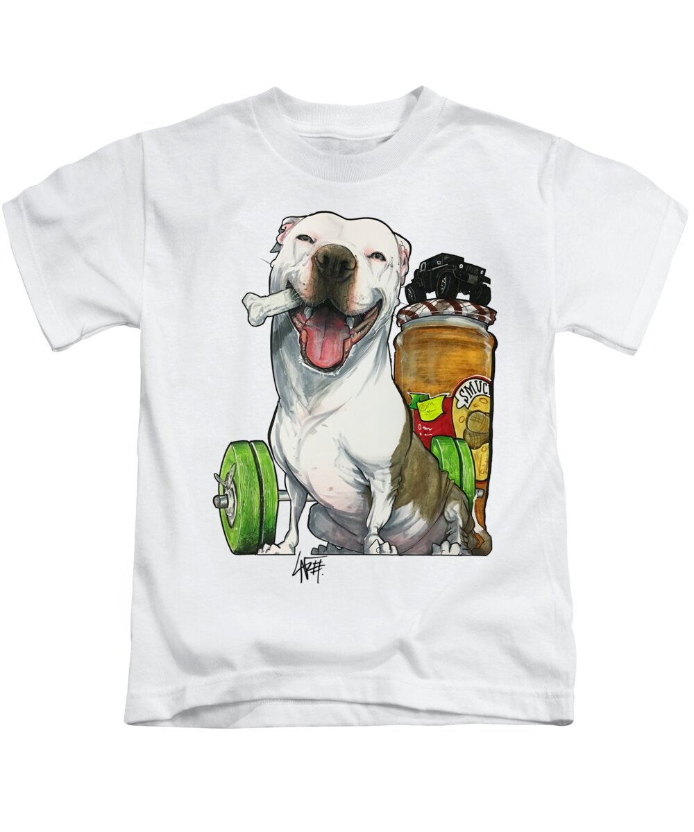 Pit Bull Kids T-Shirt featuring the drawing Johnson 18-1009 by Canine Caricatures By John LaFree