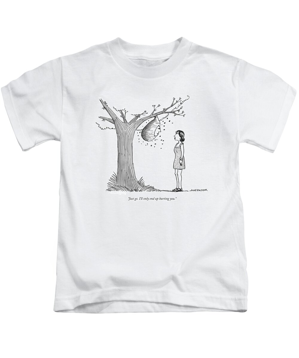 Just Go Kids T-Shirt featuring the drawing Just go I will only end up hurting you by Joe Dator