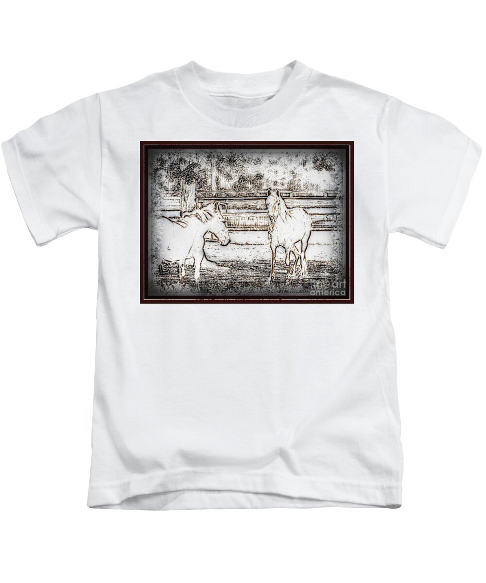 Horses Kids T-Shirt featuring the photograph Kasmire and Jesse 2 by Leslie Revels