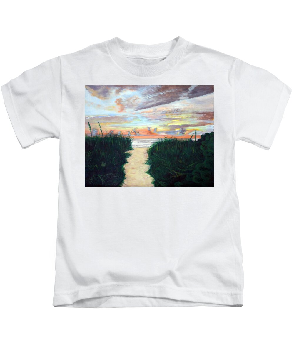 Sunrise Kids T-Shirt featuring the painting Kathi's Sunrise by Mike Jenkins