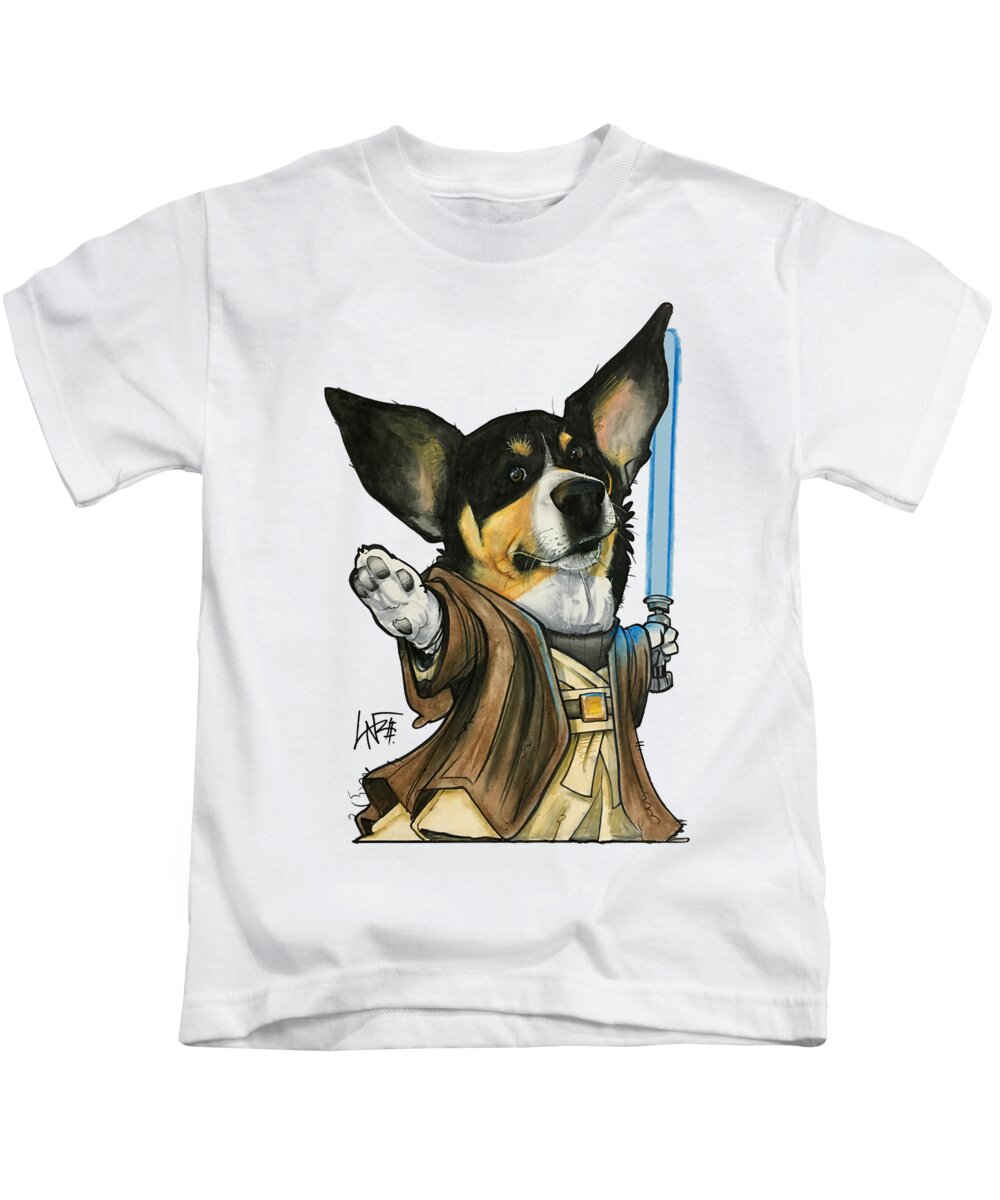 Pet Portrait Kids T-Shirt featuring the drawing Kendziora 3365 by Canine Caricatures By John LaFree