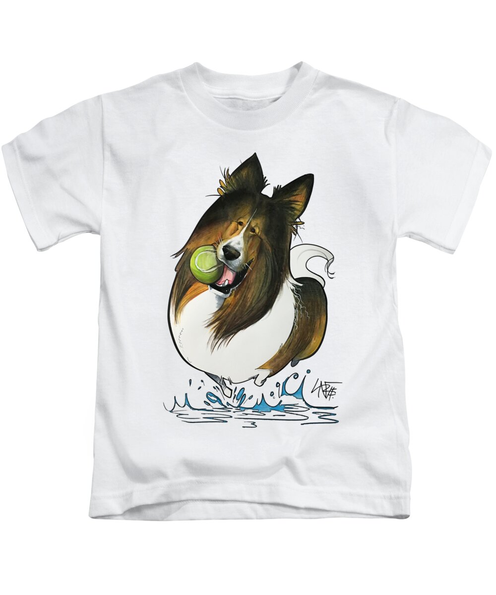 Pet Portrait Kids T-Shirt featuring the drawing Kissel 3375 by John LaFree