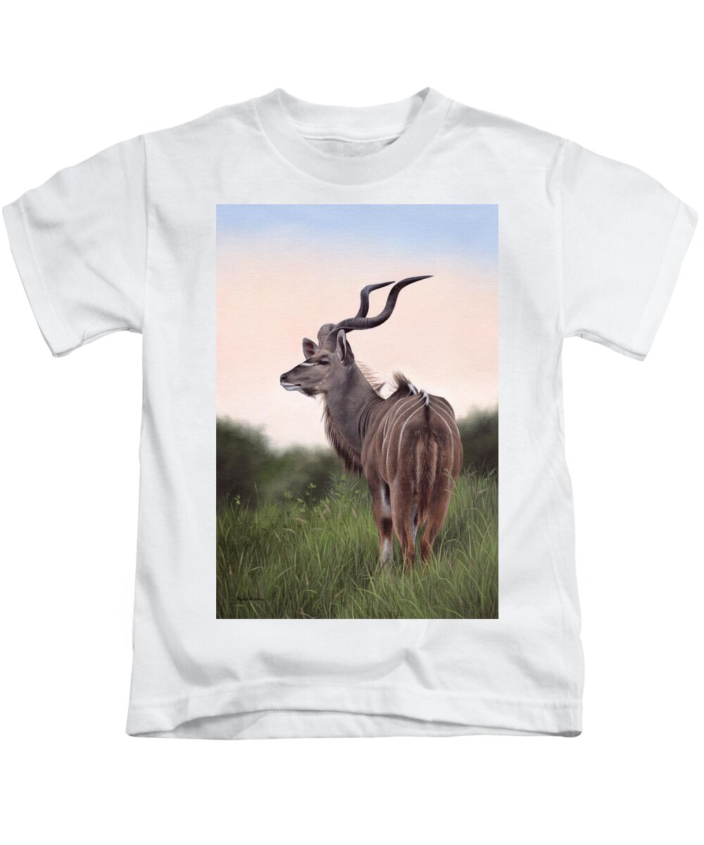 Kudu Kids T-Shirt featuring the painting Kudu by Rachel Stribbling