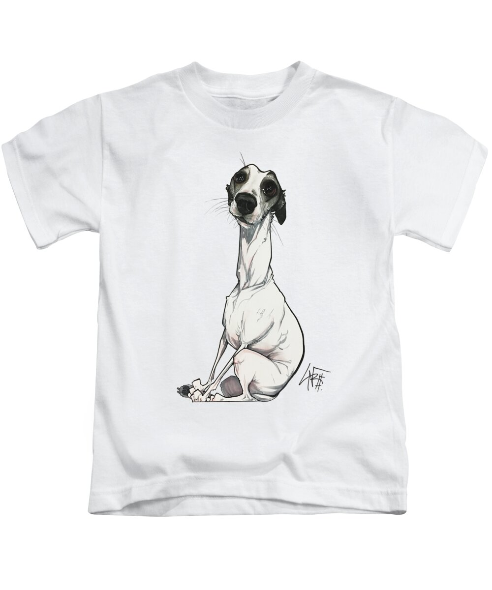 Pet Portrait Kids T-Shirt featuring the drawing Lainhart 3201 by Canine Caricatures By John LaFree