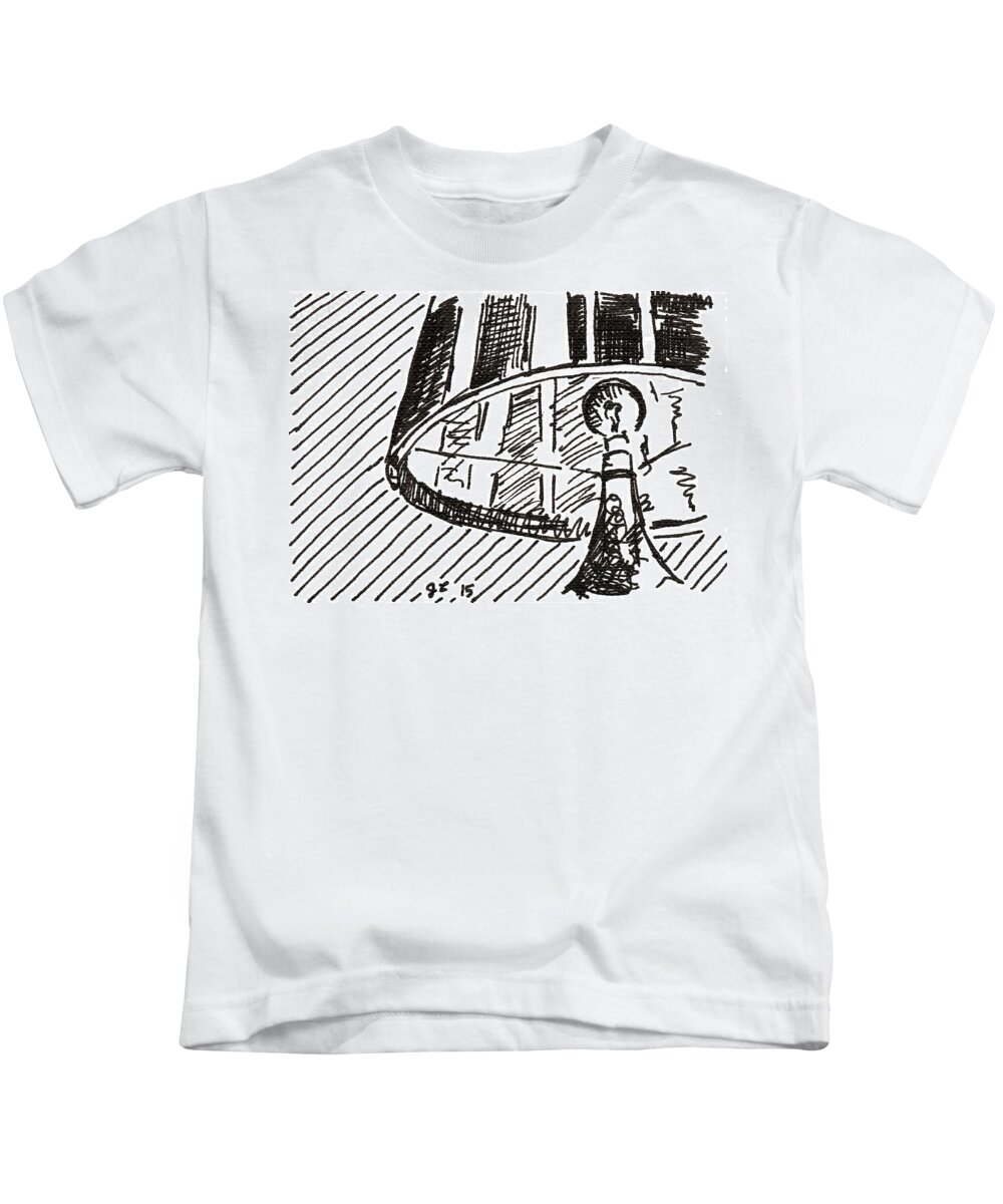 Lamp Kids T-Shirt featuring the drawing Lamp 1 2015 - ACEO by Joseph A Langley