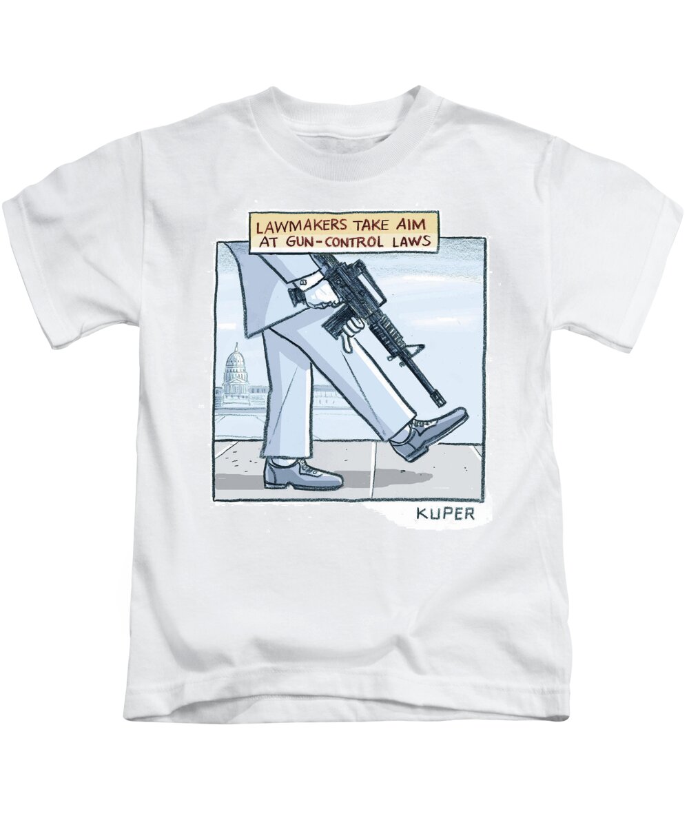 Lawmakers Take Aim At Gun-control Laws Kids T-Shirt featuring the drawing Lawmakers take aim at gun control laws by Peter Kuper