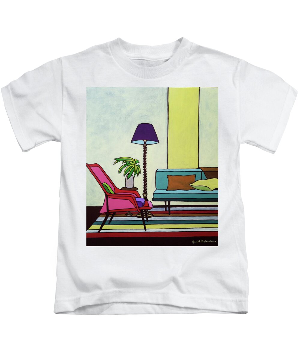 Still Life Painting Kids T-Shirt featuring the painting Le Fauteuil Rose by Muriel Dolemieux
