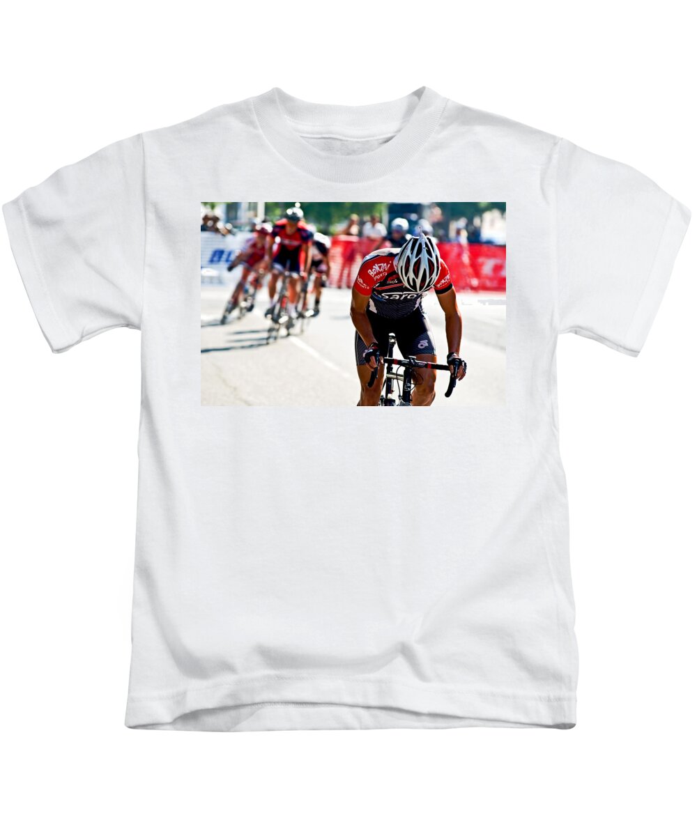 Bikes Kids T-Shirt featuring the photograph Leader of the pack by Bill Jonscher