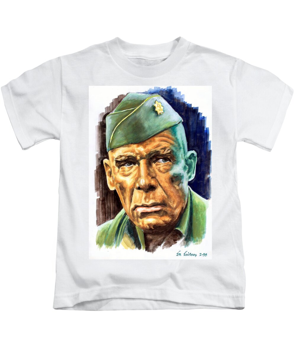 Lee Marvin Kids T-Shirt featuring the painting Lee Marvin Dirty Dozen by Star Portraits Art