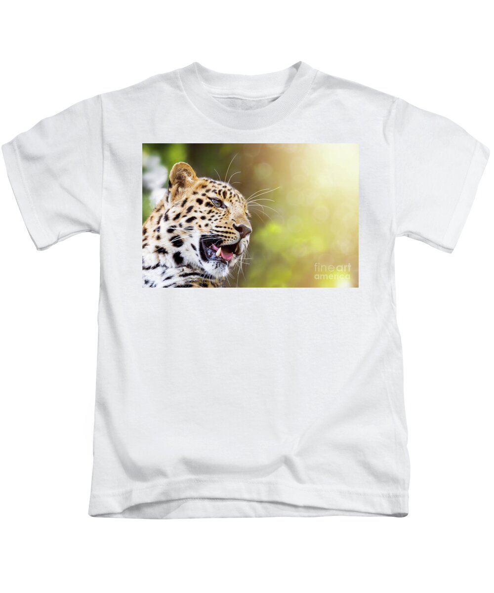 Leopard Kids T-Shirt featuring the photograph Leopard in sunlight by Jane Rix