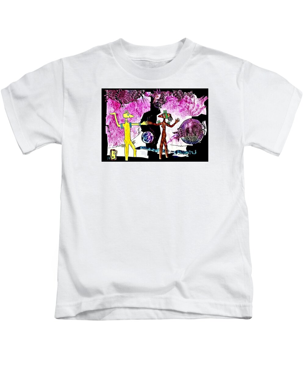 Dance Kids T-Shirt featuring the drawing Let Us Dance by Hartmut Jager
