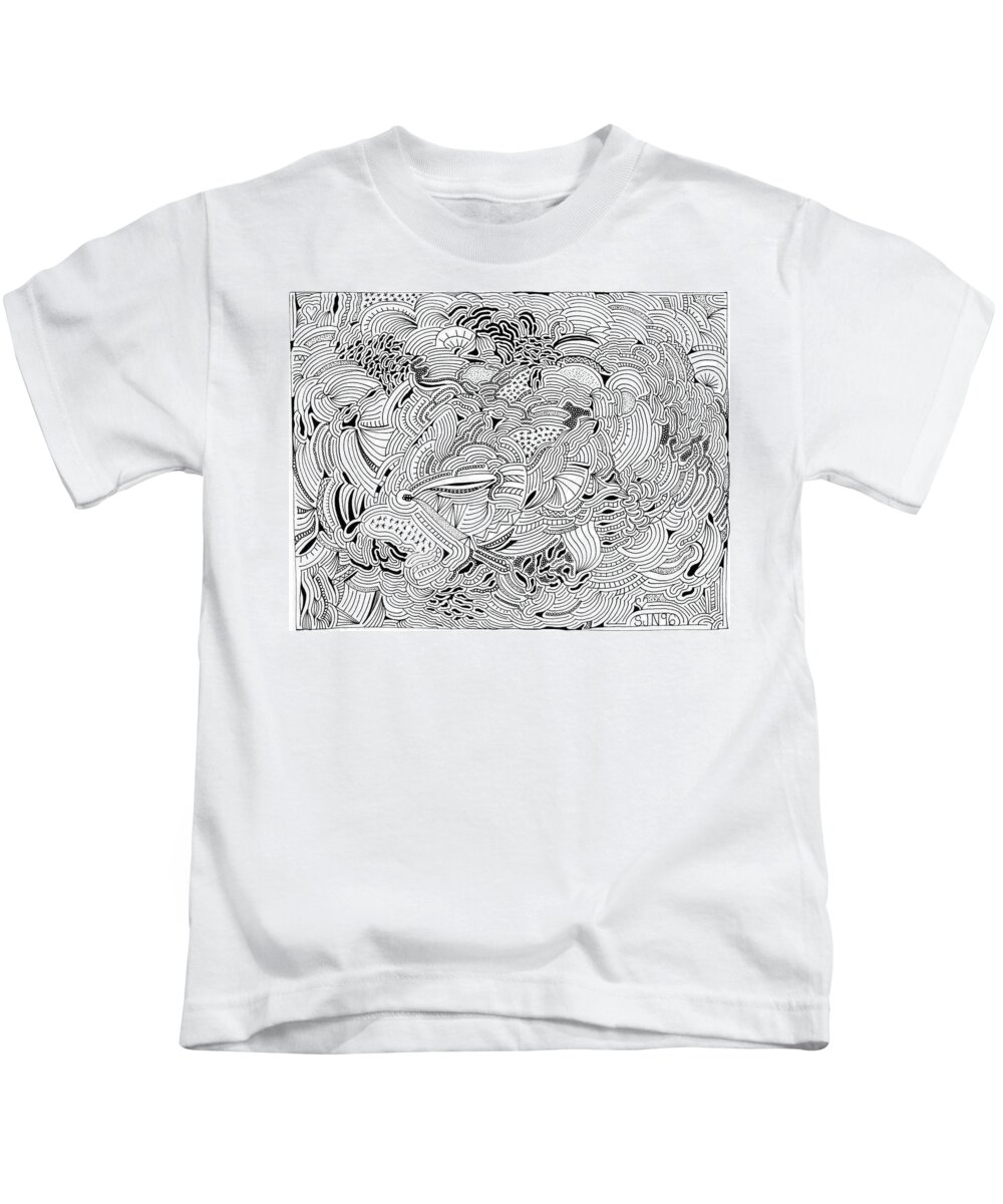 Mazes Kids T-Shirt featuring the drawing Liberation by Steven Natanson