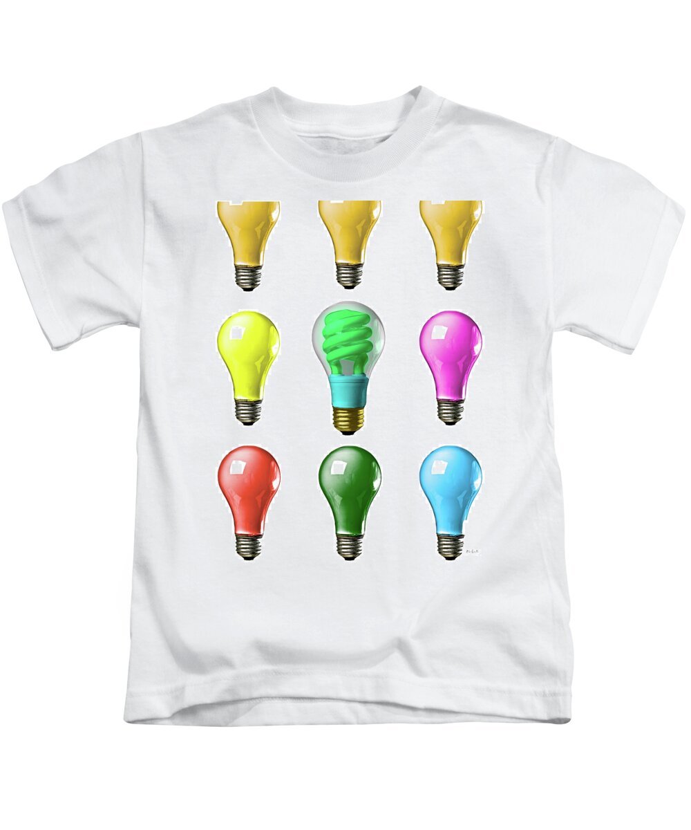 Business Kids T-Shirt featuring the photograph Light bulbs of a different color by Bob Orsillo