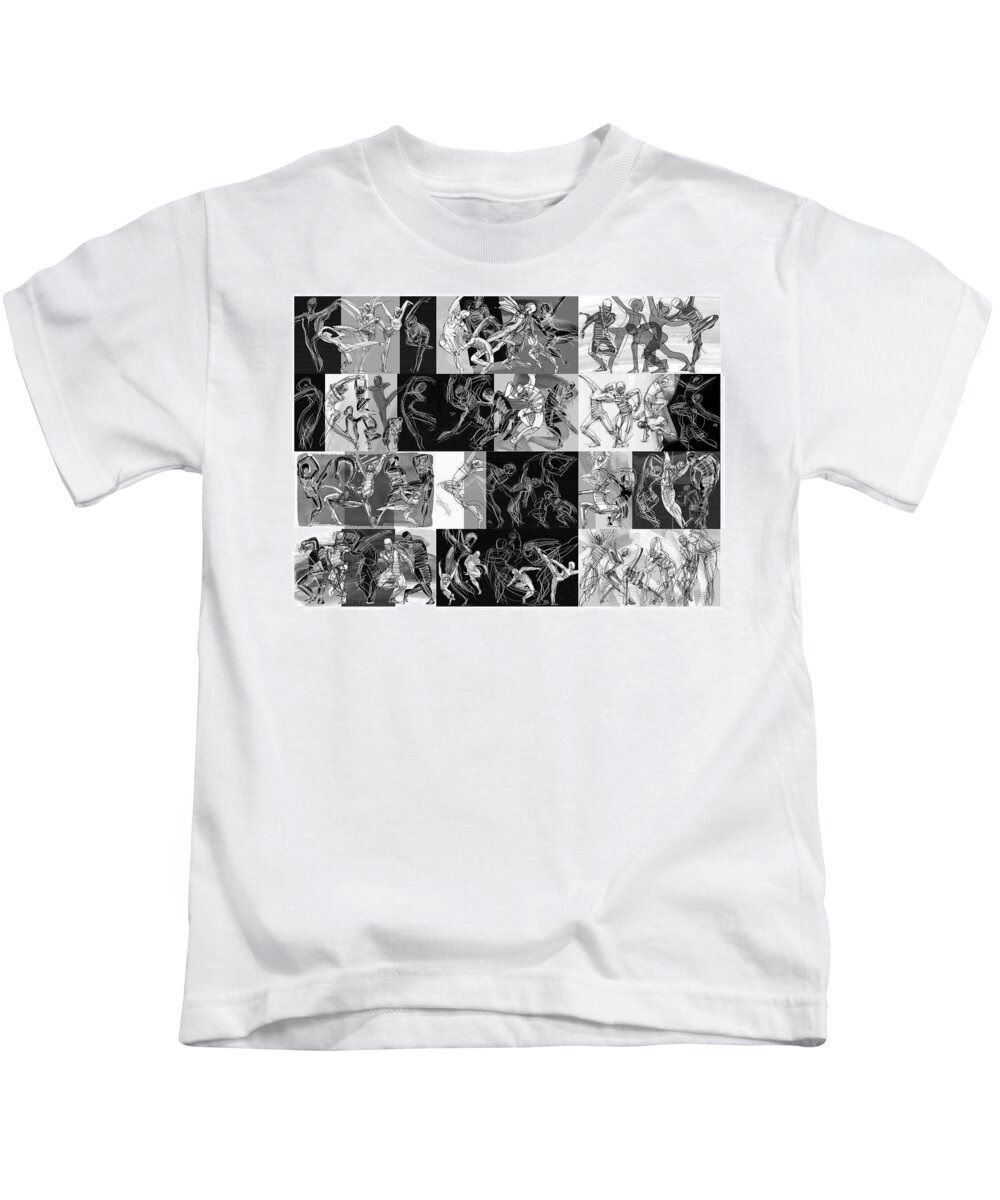 Dance Kids T-Shirt featuring the drawing Movimento by Judith Kunzle