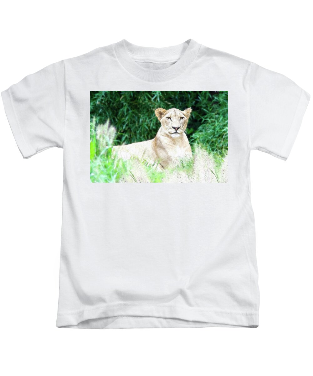 Cincinnati Zoo Kids T-Shirt featuring the photograph Lioness by Ed Taylor