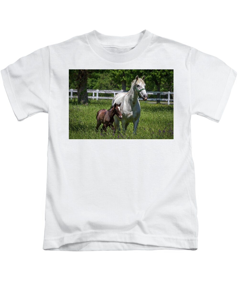 Lipizzaner Kids T-Shirt featuring the photograph Lipizzan Horses by Stuart Litoff