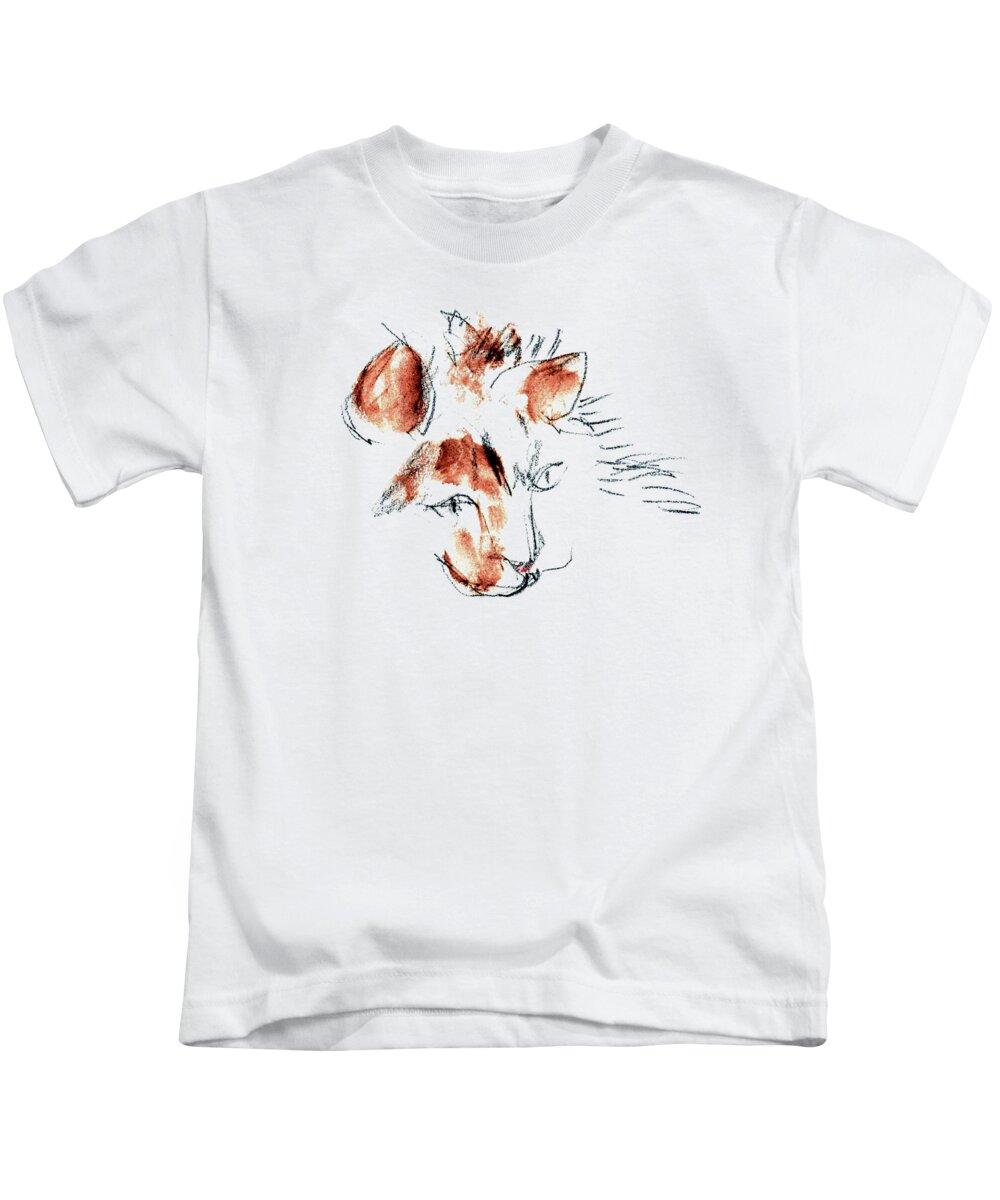 Cats Kids T-Shirt featuring the mixed media Little Merph - Cats by Carolyn Weltman