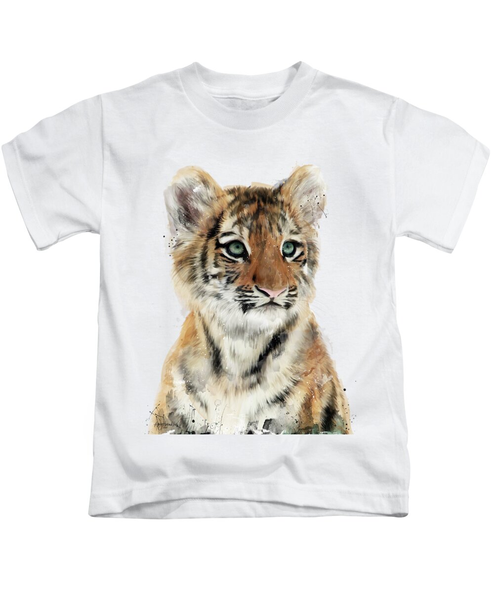 Tiger Kids T-Shirt featuring the painting Little Tiger by Amy Hamilton