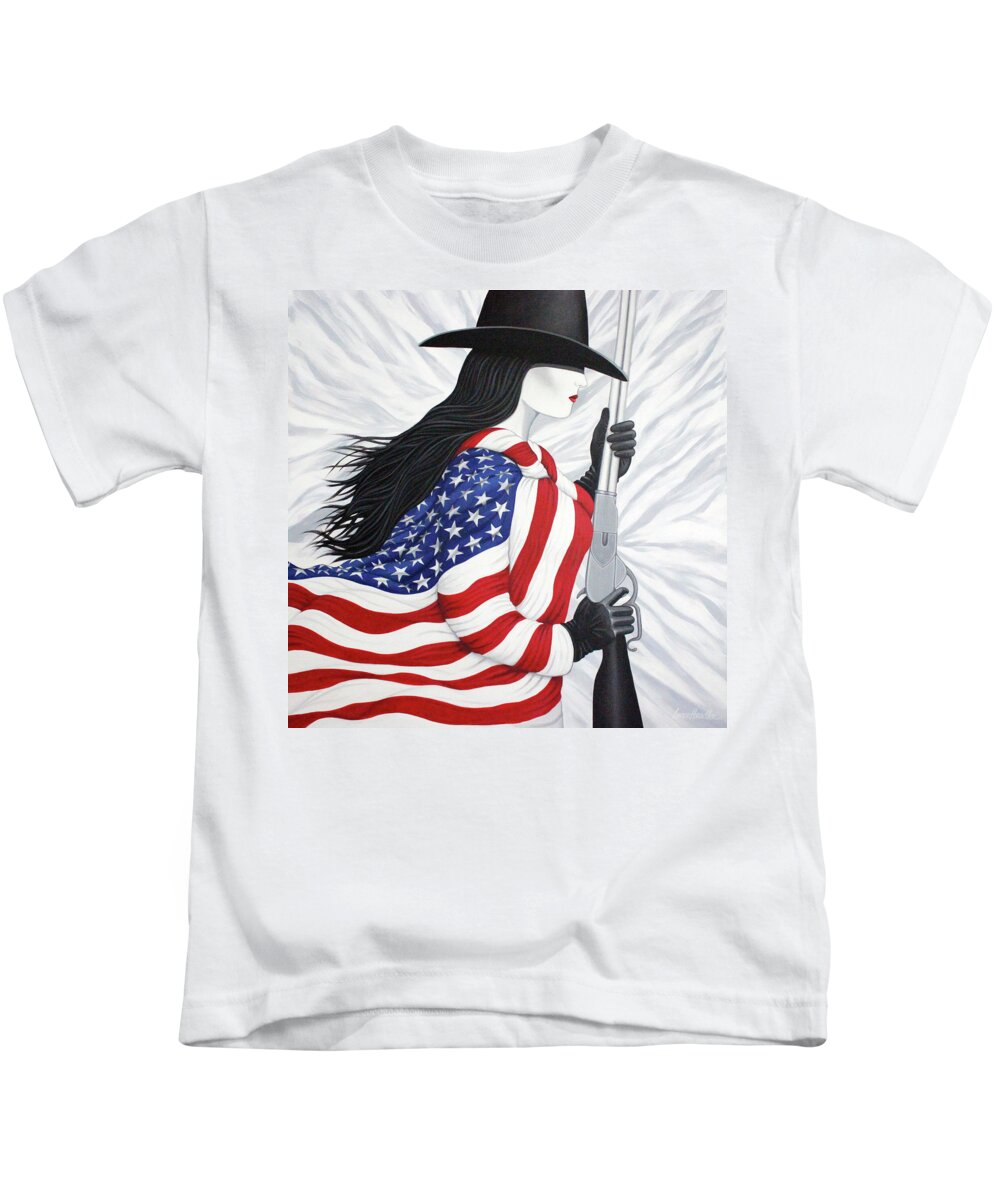 America Kids T-Shirt featuring the painting Locked And Loaded Number Two by Lance Headlee