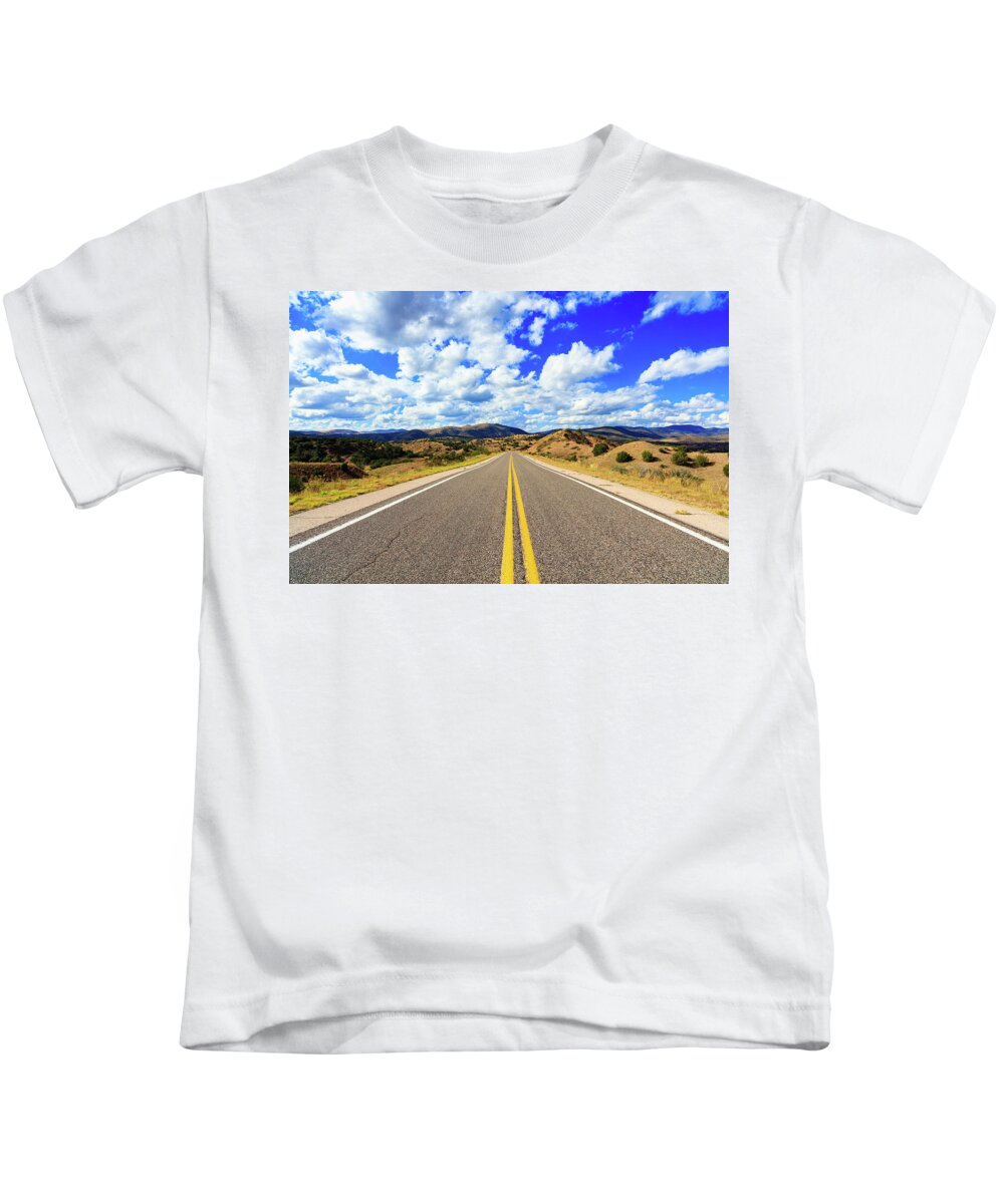 Gila National Forest Kids T-Shirt featuring the photograph Lonely New Mexico Highway by Raul Rodriguez