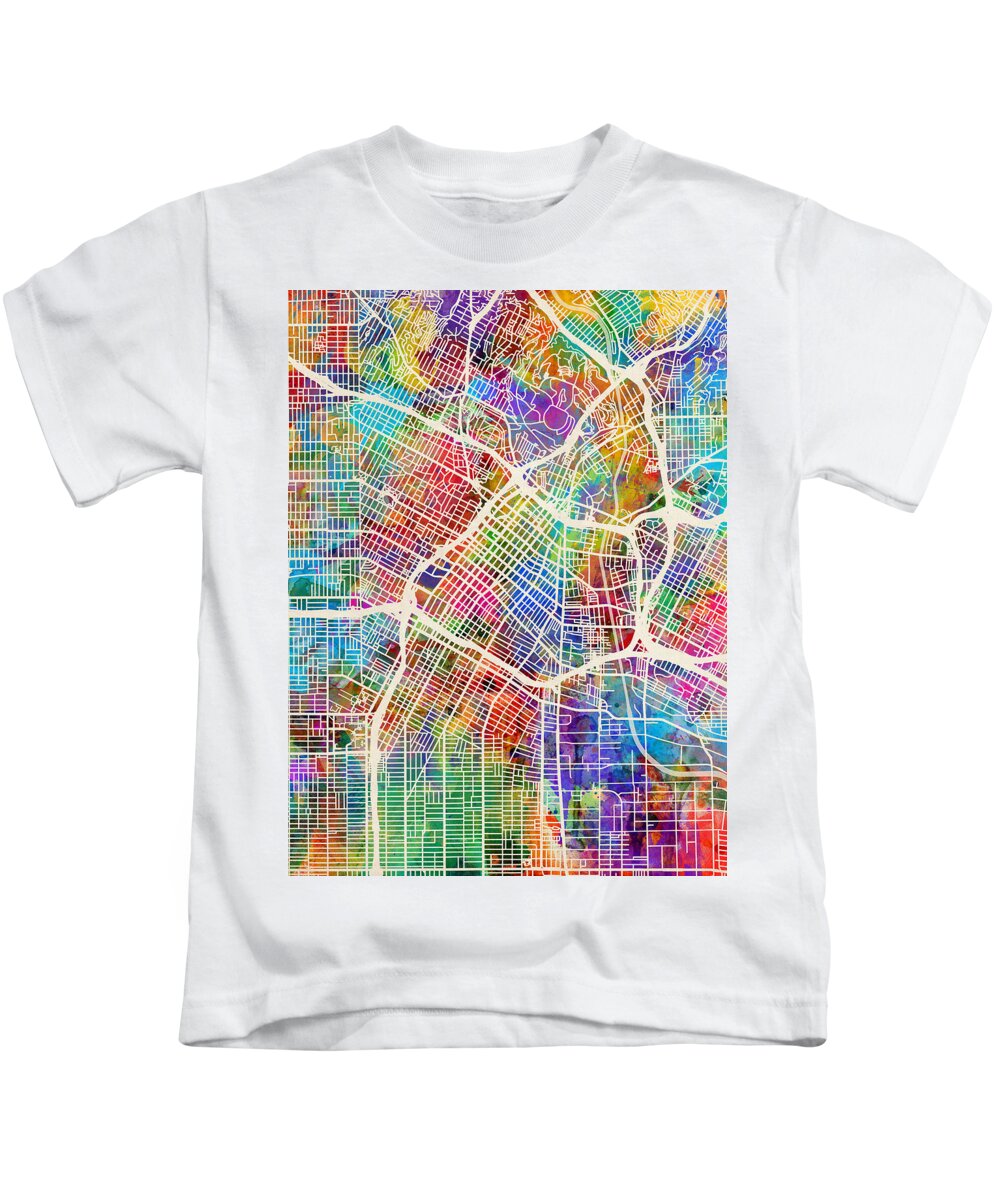 Los Angeles Kids T-Shirt featuring the digital art Los Angeles City Street Map by Michael Tompsett